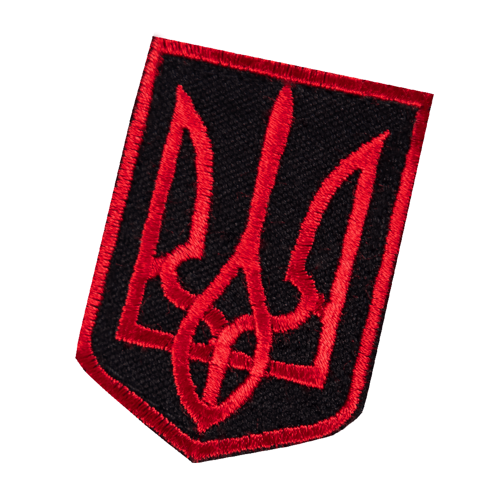 Патч Герб України 4*5,5 Чорний/Червоний