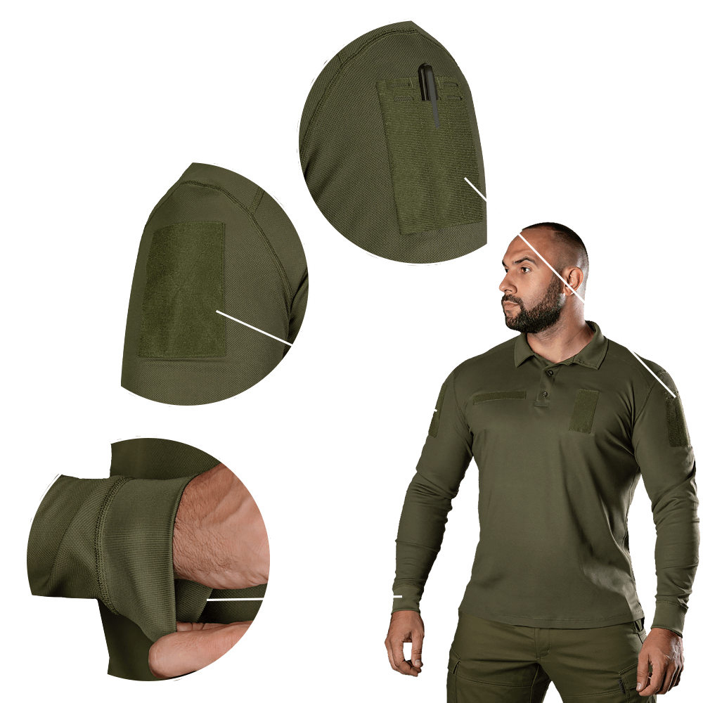 Поло Army ID Long CoolPass Pique LT Олива